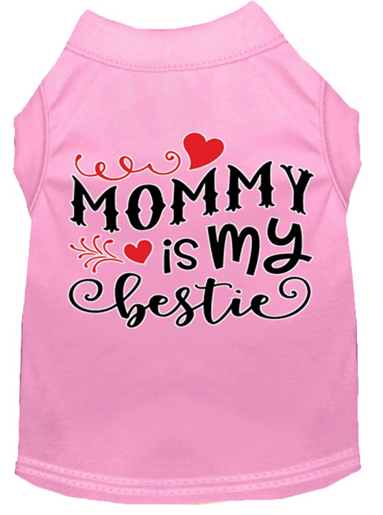 Mommy is my Bestie Screen Print Dog Shirt Light Pink Sm